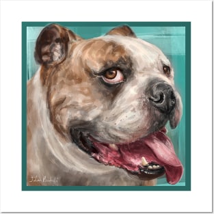 Painting of a Happy go Lucky Bulldog with Its Tongue Out Posters and Art